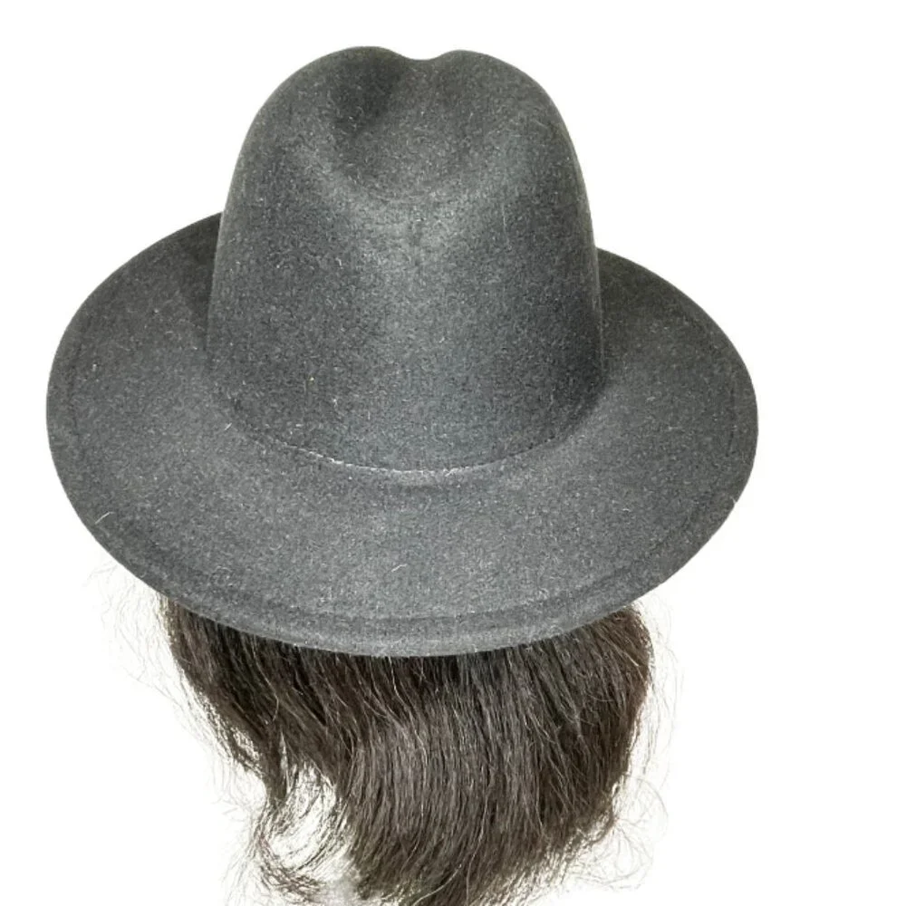 Unbranded Red Bottom Fedora Black Wool Felt Wide Brim Hat